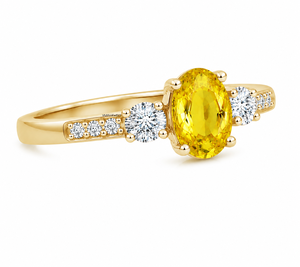 Anillo de Lujo con Gema Amarilla de Corte Ovalado y Detalles de Diamantes para Mujer, Oro de 10K/14K/18K, Plata de Ley 925/935, Anillo de Compromiso/Boda - Product Image 3