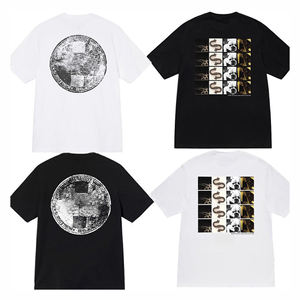 T-shirt unisexe tendance à manches courtes, col montant, en twill imprimé, anti-boulochage, classique pour homme, collection printemps-été, vente chaude - Product Image 5