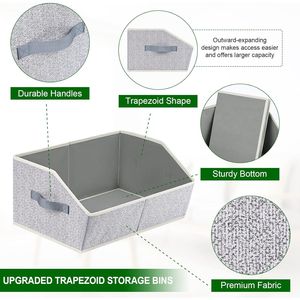 6-Packs <b>Large</b> Closet Shelf Organizer Handles Fabric Trapezoid Storage <b>Bins</b> Collapsible Closet Organizers <b>Bin</b> Closet <b>Bins</b> - Product Image 6