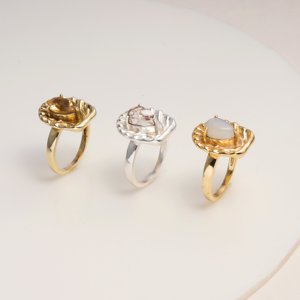 Bague en laiton Moku Jewellery avec citrine facettée, ajustable, élégante, faite à la main, bijoux pour femmes, vente en gros, design de bagues - Product Image 5