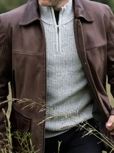 Mens Garth Genuine Brown Leather <b>Coat</b> - Product Image 1