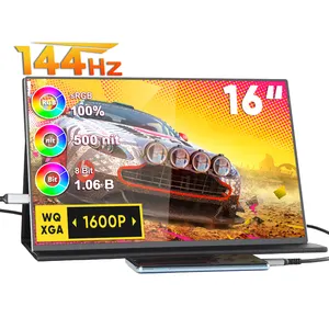 SIBOLAN 16 Zoll 144 Hz tragbar 100% sRGB 2.5 K QHD Gaming Monitor HDR 4 Seiten Ultra-Dünnes Design externer zweiter Bildschirm für Laptop