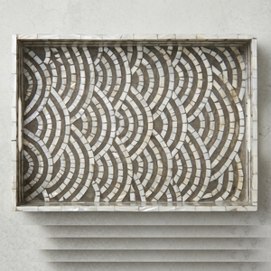 Bandeja Decorativa Cuadrada de Mármol con Incrustaciones Artesanales Bela, Elegante Patrón de Mosaico, Personalizable para Bodas y Ramadán - Product Image 2