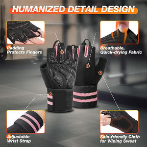 Gym Gloves Unisex <b>Half</b> Finger Anti <b>Slip</b> Padded Palm Breathable Moisture Wicking Summer Fitness Weightlifting Training Sports - Product Image 2