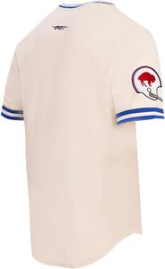 Buffalo Bills Cream T-Shirt with Blue <b>Red</b> Embroidery and Mascot Logo Machine Embroidered Durable Custom Polyester Material - Product Image 4