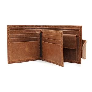 Factory Price Custom Genuine Leather Bifold Slim <b>Wallet</b> RFID Large Capacity Card <b>Holder</b> Slots and ID Window <b>Wallets</b> for Men - Product Image 3