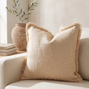 Housse de coussin en coton de luxe marron avec franges, coussin décoratif rustique moderne pour la maison - Product Image 5