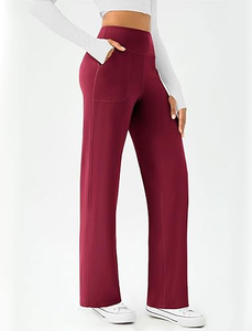 Custom Women's Wide Leg Yoga Pants Casual <b>Work</b> Dress Pants Lounge Sweatpants High Waist Comfy Loose <b>Trousers</b> with Pockets - Product Image 6