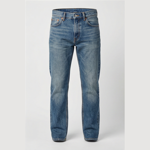 Jean en denim délavé coupe droite pour homme, taille haute, coupe régulière, en coton, style décontracté, pantalon de printemps - Product Image 1