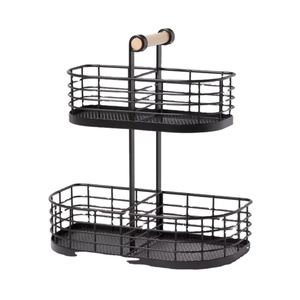 Exclusive 2-Tier Iron Wire Storage <b>Basket</b> Custom Shaped <b>Metal</b> Fruit & Vegetable Rack with Black Finished Handmade Bulk - Product Image 1