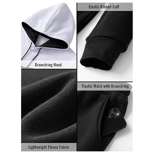 ชุดวอร์มลำลองผู้ชายแบบสองชิ้น เสื้อแจ็คเก็ตและกางเกงขายาว ชุดกีฬาฤดูหนาว - Product Image 5