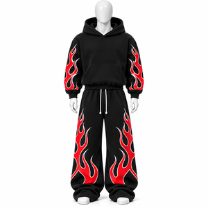 Survêtement d'hiver décontracté en molleton de coton imprimé avec logo personnalisé, design unique, haute qualité, coupe oversize, couleur unie, modèle 2026, en vente - Product Image 4