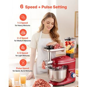 Batidora Eléctrica de Cocina de 6 QT, 660W, con 6+ Velocidades, Cabezal Inclinable, Vaso Mezclador de 1.6 QT, Acero Inoxidable - Product Image 4
