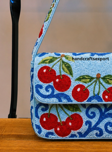 Sac à bandoulière artisanal Cherry Charm avec fermeture à rabat magnétique |   Écologique et léger |   Conception de logo personnalisée disponible - Product Image 3