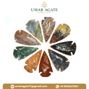 Puntas de Flecha de Ágata Pulida Hechas a Mano, Forma Triangular, Imitación Antigua, Piedras Artesanales, Decoración Coleccionable - Product Image 4