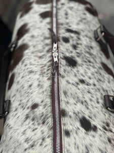 Sac de voyage en cuir véritable artisanal avec poils de vache, style western tendance, fermeture éclair, unisexe LHDB-0174 - Product Image 3