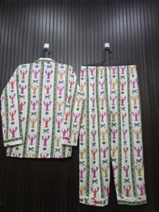 Ensemble de pyjama pour femme à imprimé homard, manches longues, boutons sur le devant, pantalon long jusqu'aux chevilles, en coton doux, vêtements de détente décontractés pour le printemps - Product Image 2