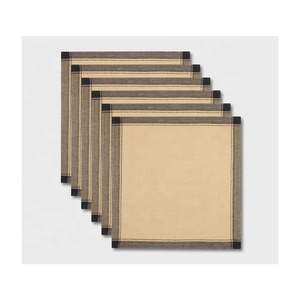 Best Hot Selling Home Mustard Black <b>Combination</b> Embroidered Accessories 100% Cotton Beige With Cloth Napkin Dining for Hotels - Product Image 1