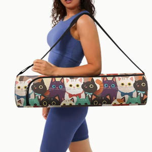 Tapete de Yoga Morado con Estampado de Gato y Estuche de Transporte para Ejercicios en Casa - Product Image 2