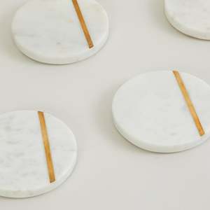 Stone Era Luxury Marble Tea <b>Coaster</b> <b>Set</b> of 4 10cm Diameter Eco-Friendly for Home Hotel & Restaurant Use - Product Image 5