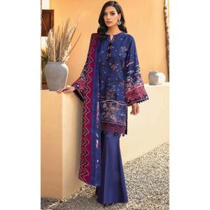 ชุดสلوارกะมีซผ้าฝ้ายพิมพ์ลายดิจิทัลสีฟ้าโอเชียน พร้อมงานเย็บแบบปากีสถาน - Product Image 3