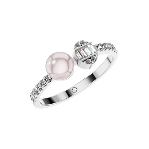 Joyería fina de plata de ley a la moda para mujer, anillo de compromiso de boda de diamante de perla única, piedra Natural de estilo clásico para fiestas - Product Image 1