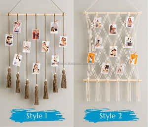 Soporte de fotos de macramé bohemio, decoración de pared colgante, marco de cuerda de algodón, exhibición personalizada para el hogar - Product Image 3
