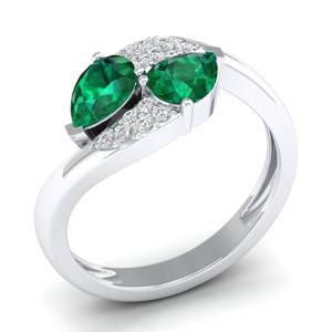 Anillos de compromiso REYES personalizados de plata de ley 925 con moissanita para mujer, joyería artesanal de lujo con esmeralda. - Product Image 2