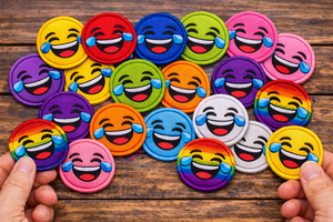 Parches Bordados de Cara Llorona con Lágrimas de Alegría, Insignia Sonriente con Gancho y Bucle, Aplique Termoadhesivo para Chaquetas, Bolsos y Uniformes - Product Image 2