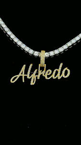 Collar de plata 925 con nombre de una sola letra, colgante de un círculo de cristal ostentoso personalizado, joyería fina de Hip Hop para amantes - Product Image 3