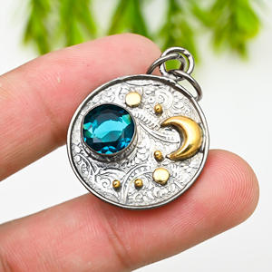 Collar de topacio azul de Londres, plata 925, joyería de lujo - Product Image 4