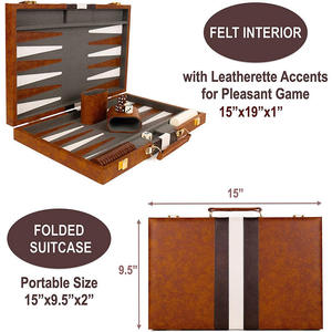 Jeu de backgammon en cuir de qualité supérieure, ensemble de jeu de backgammon classique avec étui en cuir, plateau pliable de voyage - Product Image 5
