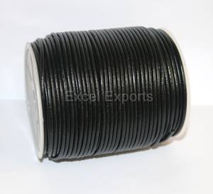 Cordons en cuir véritable noir 100% 2 mm pour la fabrication de bijoux, le tressage, les accessoires de ceinture, rouleaux de 25 mètres, composants durables EXCEL - Product Image 1