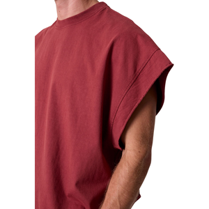 T-shirt sans manches col rond pour homme, coupe oversize et carrée, emmanchures profondes, uni, style streetwear, vente en gros, personnalisable, OEM, en coton tricoté, décontracté - Product Image 6