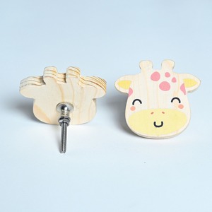 Poignées de tiroir et poignées de porte en bois de pin faites à la main, motif visage de girafe, blanches, pour commodes, armoires et meubles de cuisine - Product Image 2