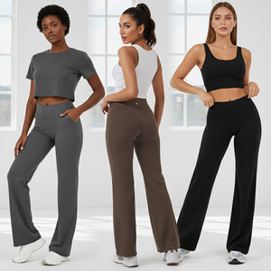 Pantalones de yoga de cintura alta sin costuras con lazo, de compresión, de secado rápido, levanta glúteos, ecológicos, elásticos en cuatro direcciones, de Spandex/Nylon, al por mayor - Product Image 2