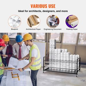 Carrello Portadisegni Mobile in Metallo con 50 Scomparti e Ruote per Conservazione di Progetti e Mappe - Product Image 3