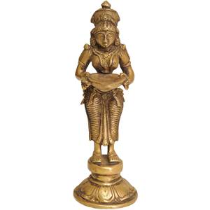 Sculpture artisanale Deeplakshmi de 5 pouces en laiton, marque indienne exotique, modèle ZBT11, fabriquée en Inde pour offrir en cadeau - Product Image 1