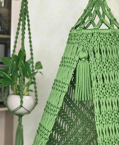 Hamac en macramé en coton bohème, fauteuil suspendu fait main, siège suspendu pour intérieur, extérieur, balcon, patio, jardin (vert, 72"X33") - Product Image 2