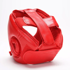 Protège-tête de boxe en mousse moulée rouge, couronne ventilée, mentonnière intégrée, best-seller, protections pour l'entraînement aux arts martiaux - Product Image 2