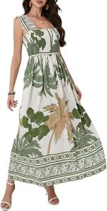 Women <b>Summer</b> <b>Boho</b> Maxi <b>Dress</b> Casual Hawaiian Sleeveless Square Neck Beach Vacation <b>Dresses</b> - Product Image 3