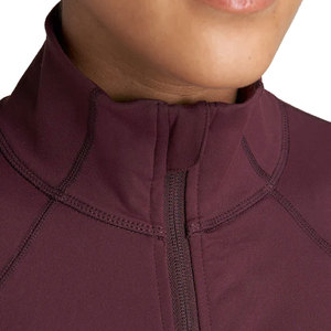 <b>Women's</b> Long Sleeve Zip Up Yoga Jacket Stand Collar Sweat Wicking Active Wear <b>Burgundy</b> - Product Image 6