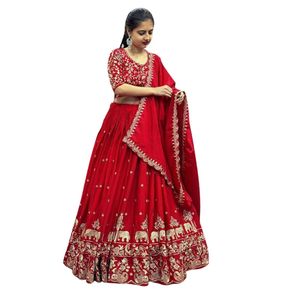 Women's Embroidery Designer Lehenga Choli Set, Semi-Stitched, Heavy Embroidery Work, with Dupatta, Free Size, Bridal <b>Wedding</b> - Product Image 1