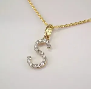 2 Ct Round Simulated Diamond Letter"S" Women's Pendant In 14k Yellow Gold Plated - Product Image 5
