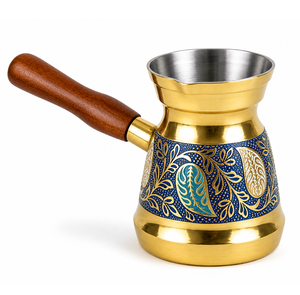 Cafetera Turca, Griega y Árabe de Latón Grabado Color Marrón, Cafetera para Estufa, Cezve, Ibrik, Briki - Product Image 3