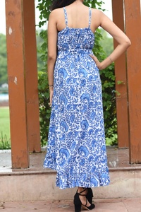 Hot Selling Hand Block Printed Indian Cotton Dress 100% Floral Embroidered <b>Tunics</b> Casual Style Maxi Length Gown At Factory Price - Product Image 3