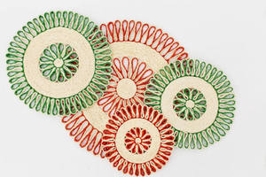 En gros, set de table bohème en jonc de mer vert tressé à plusieurs niveaux, dessous de verre en paille, support de plat résistant à la chaleur, décoration de table pour la maison - Product Image 3