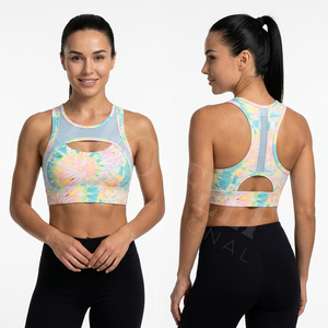Fitness Clothing Customized Tie Dye Design Sports <b>Bra</b> Breathable Mesh Double Layer Gym Yoga Activewear Comfortable Sports <b>Bra</b> - Product Image 2