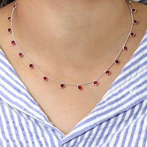 Collar de Plata de Ley 925 con Granate para Mujer, Diseño Minimalista con Corte Redondo, Cadena con Gema de Granate, Regalo de Joyería - Product Image 6