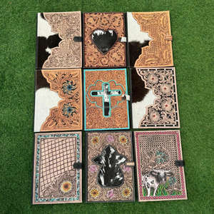 2025 New Arrival Hand -Tooled Portfolio File <b>Folder</b> Multi-function Business <b>A4</b> Notebook Cover Genuine Leather Snap Padfolios - Product Image 4